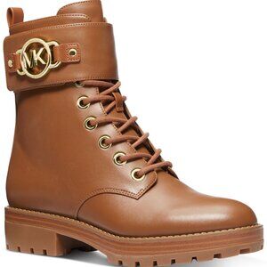 Michael Michael Kors Women's Rory Lace-up Signature Strap Booties - Luggage